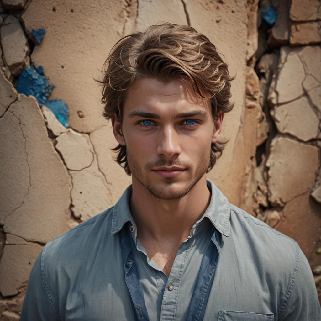 Handsome Male Model Headshot in Detailed Matte Style