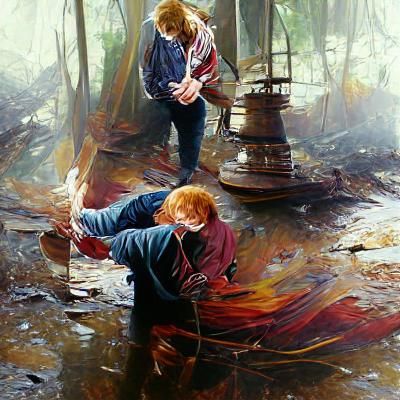 Harry Potter and Ronald Weasley Portrait in Oil