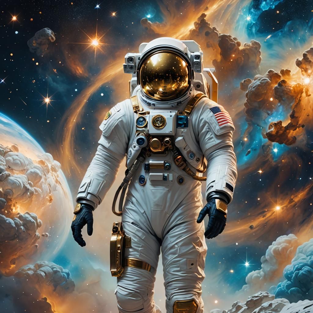 Astronaut in Starry Nebula: Cinematic Concept Art