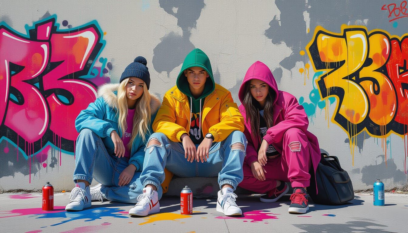 Youthful Energy in Vibrant Street Art Scene