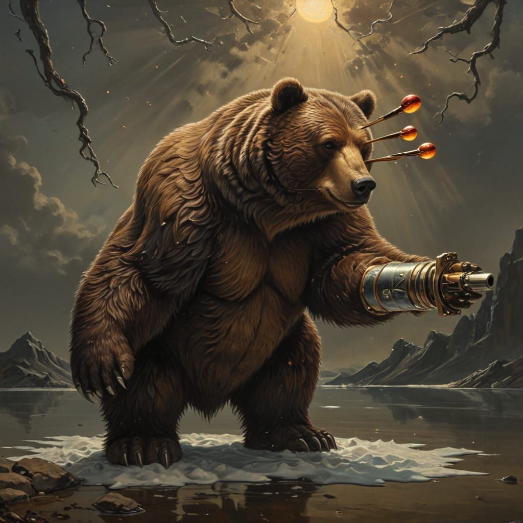 Surreal Bear Wields Mechanical Arm and Cannon Helmet in Drea...