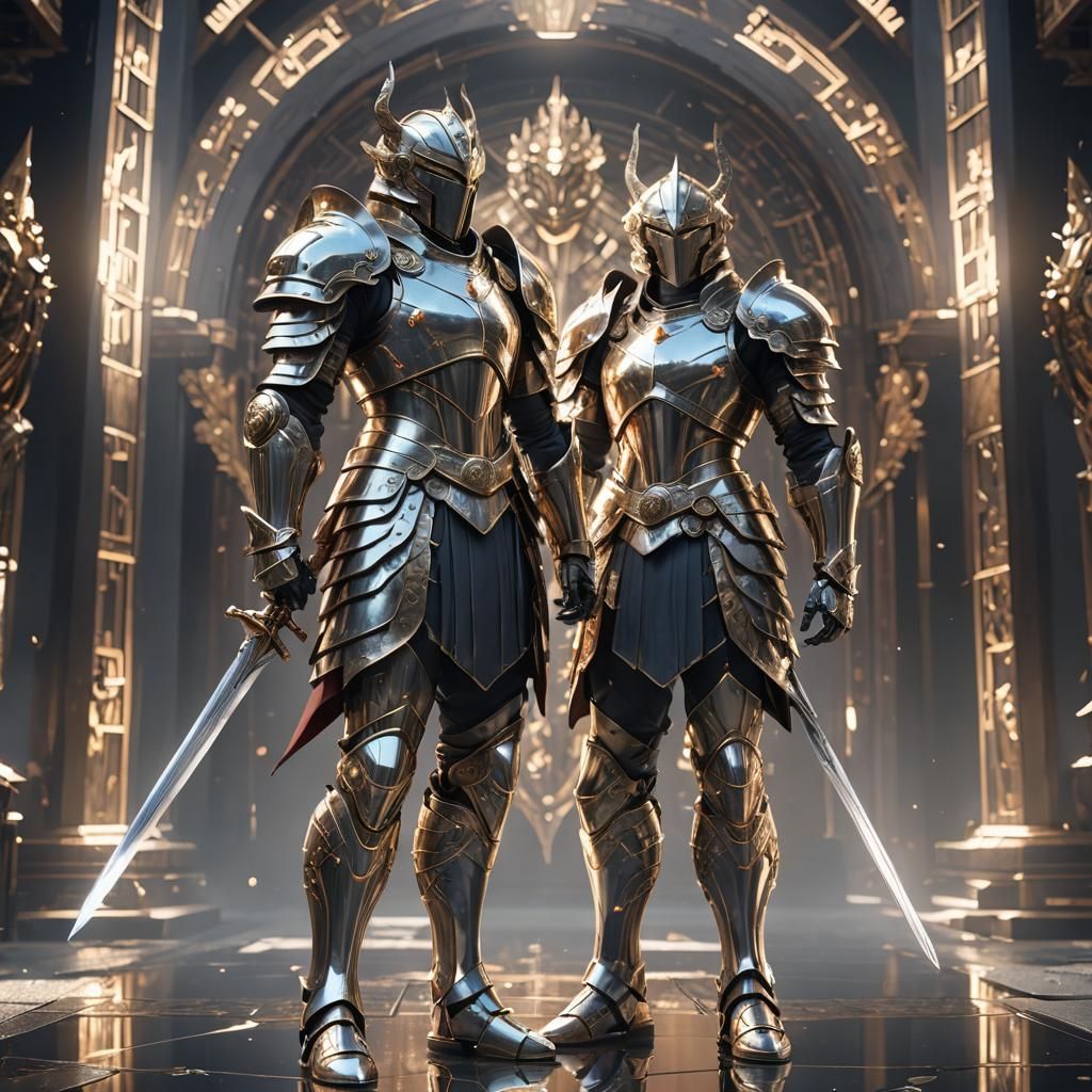 Anime Warrior in 3D with Radiant Armor