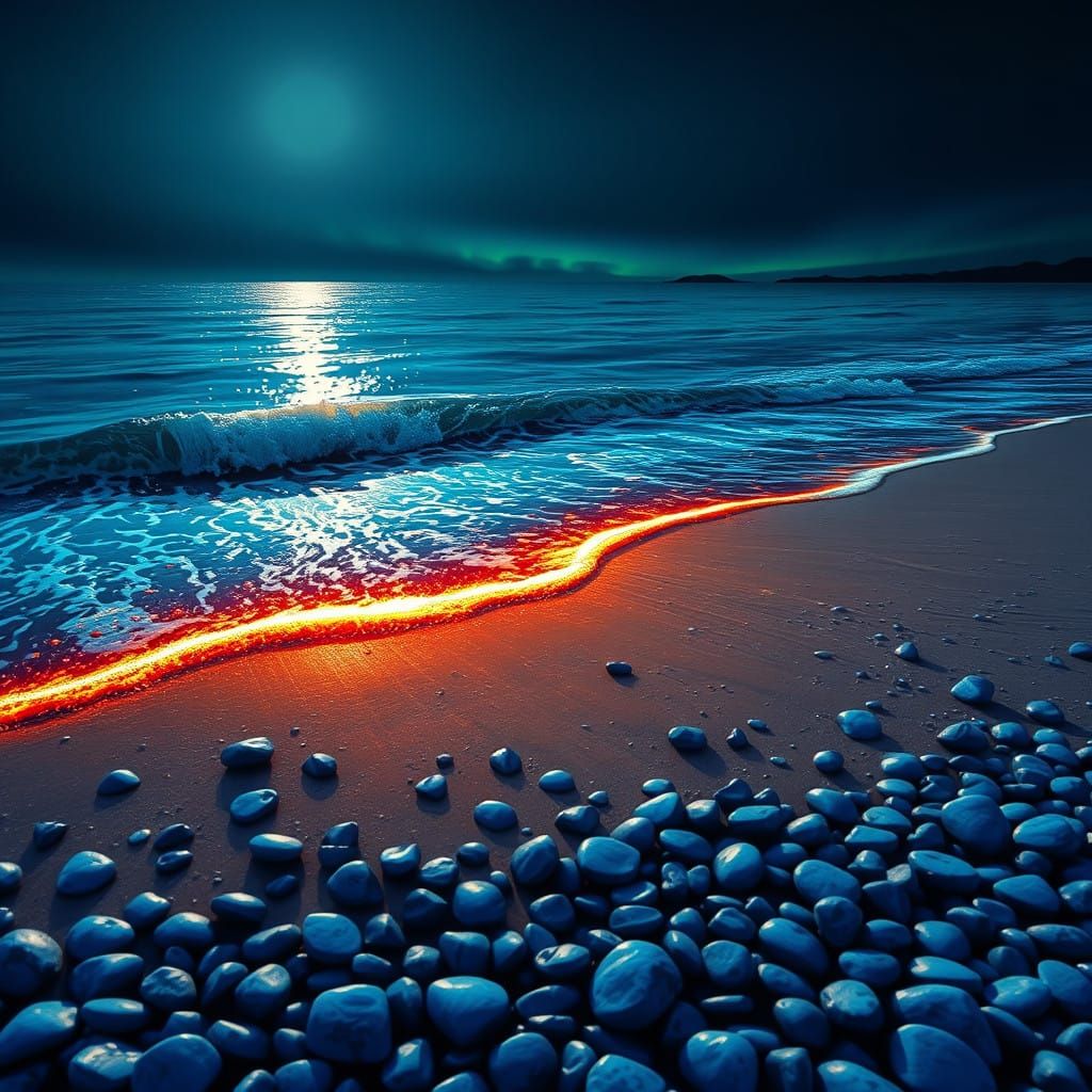 Glowing Beach Scene at Dawn's Break