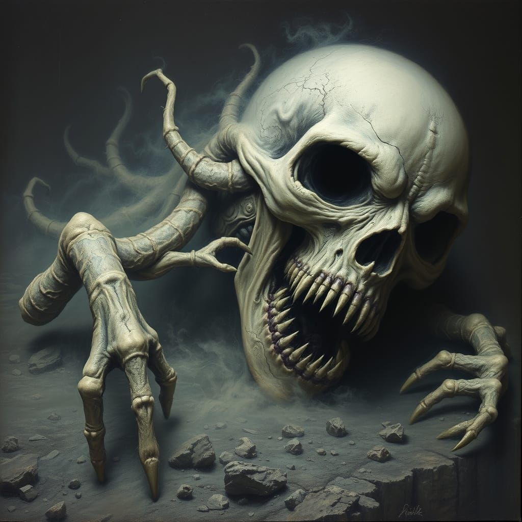 Surrealistic Nightmare in Dark, Creepy Beksiński Style