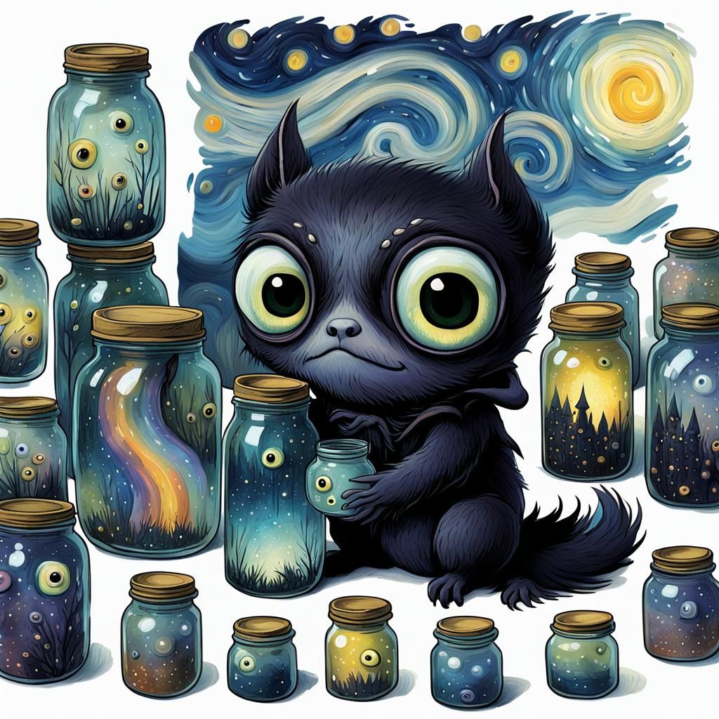 Gothic Creature with Jars of Dreams