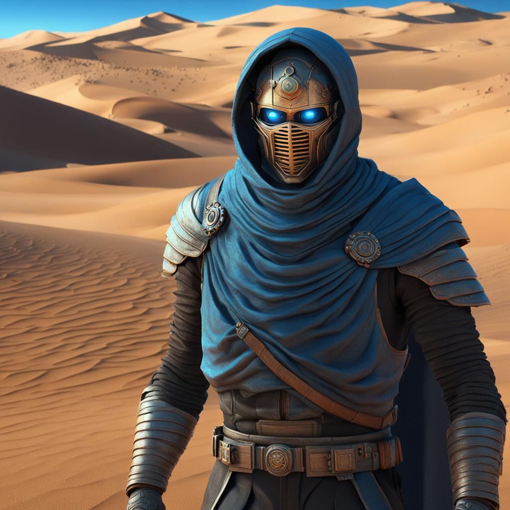 Paul Atreides on Arrakis in 3D Cinematic Style