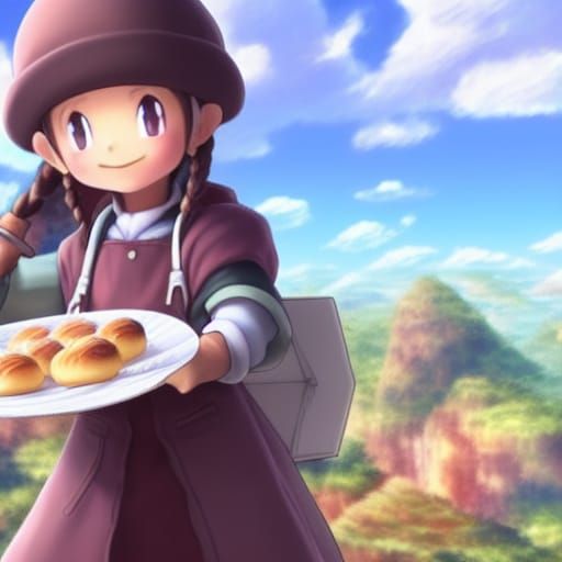 Baker Girl with Pastries in Detailed 3D Style