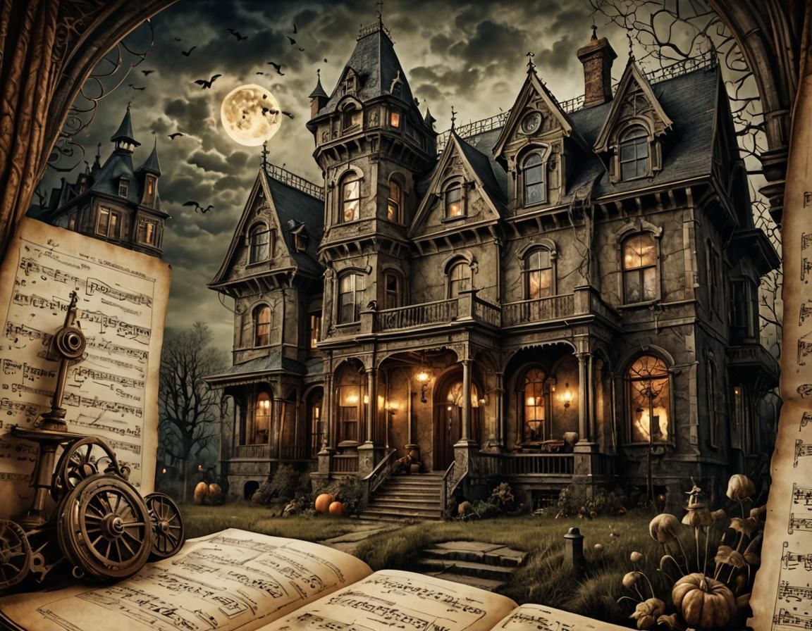 Steampunk Mansion: Ghosts of Melodies in Durer Style