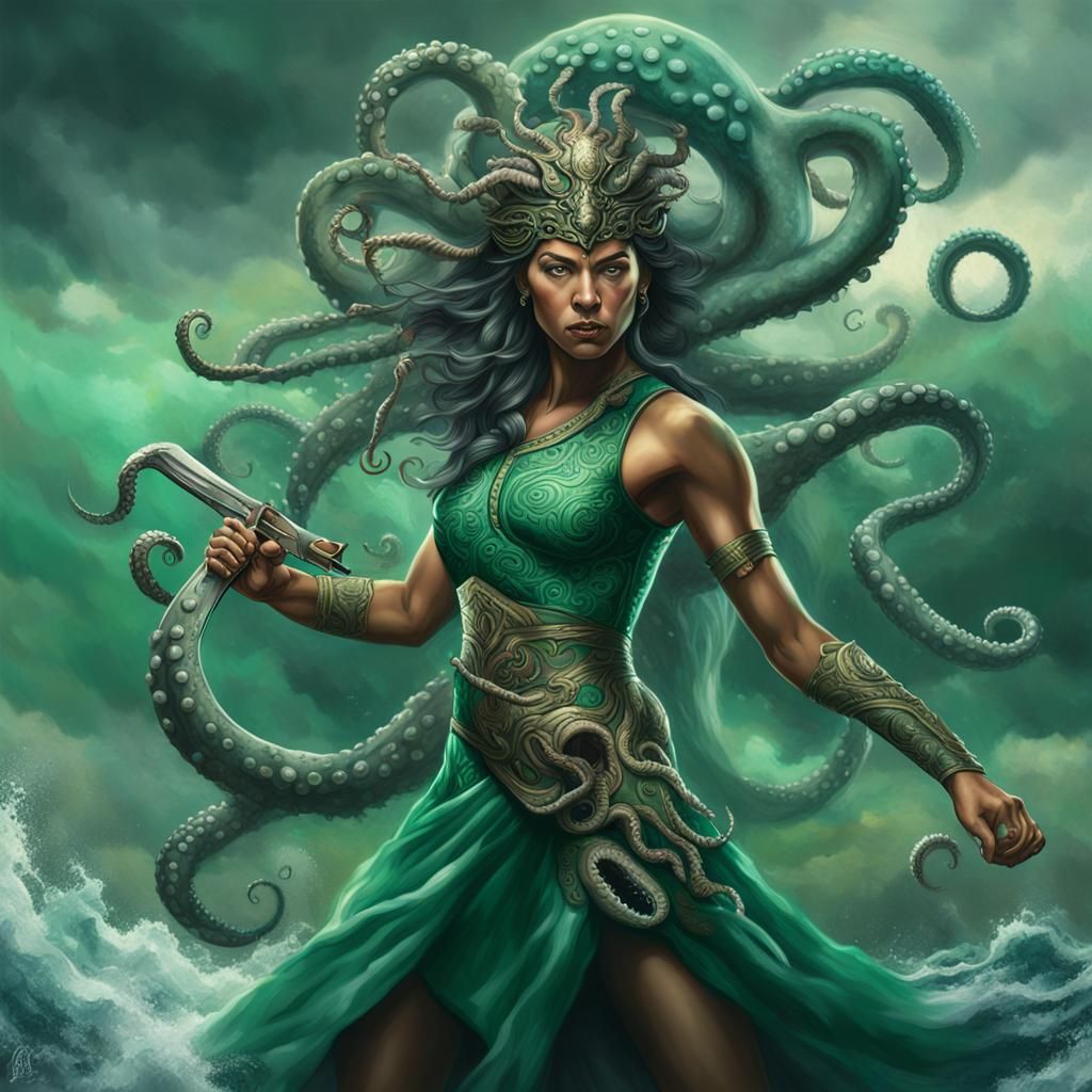 Goddess warrior octopus