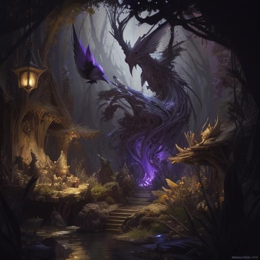 Fairy Village in Underdark: A Dark Fantasy Concept