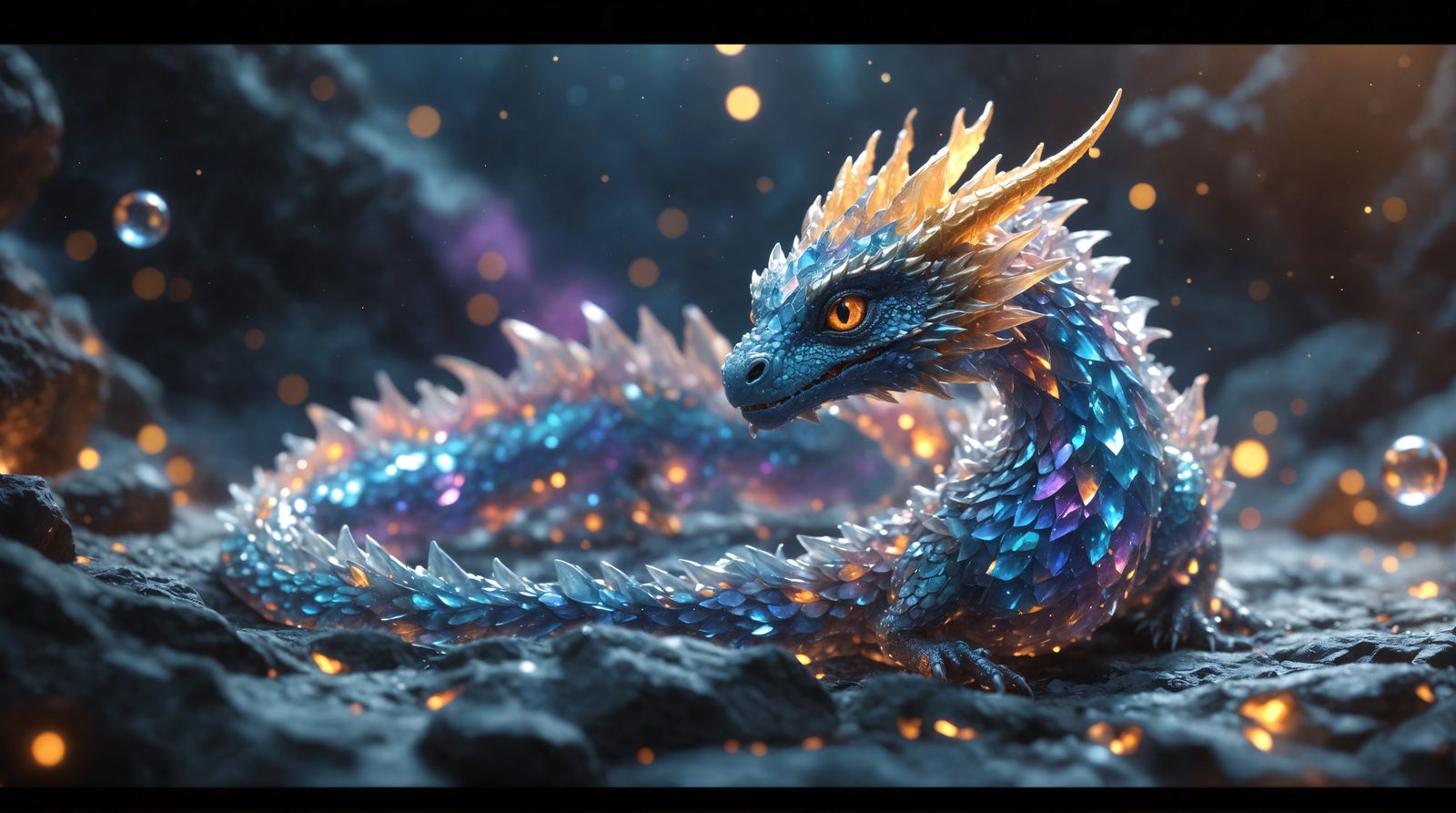Crystal Dragon Hatchling in Epic Cinematic Style