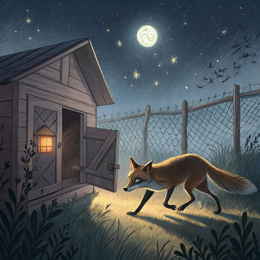 Night Fox Hunting Near Chicken Coop