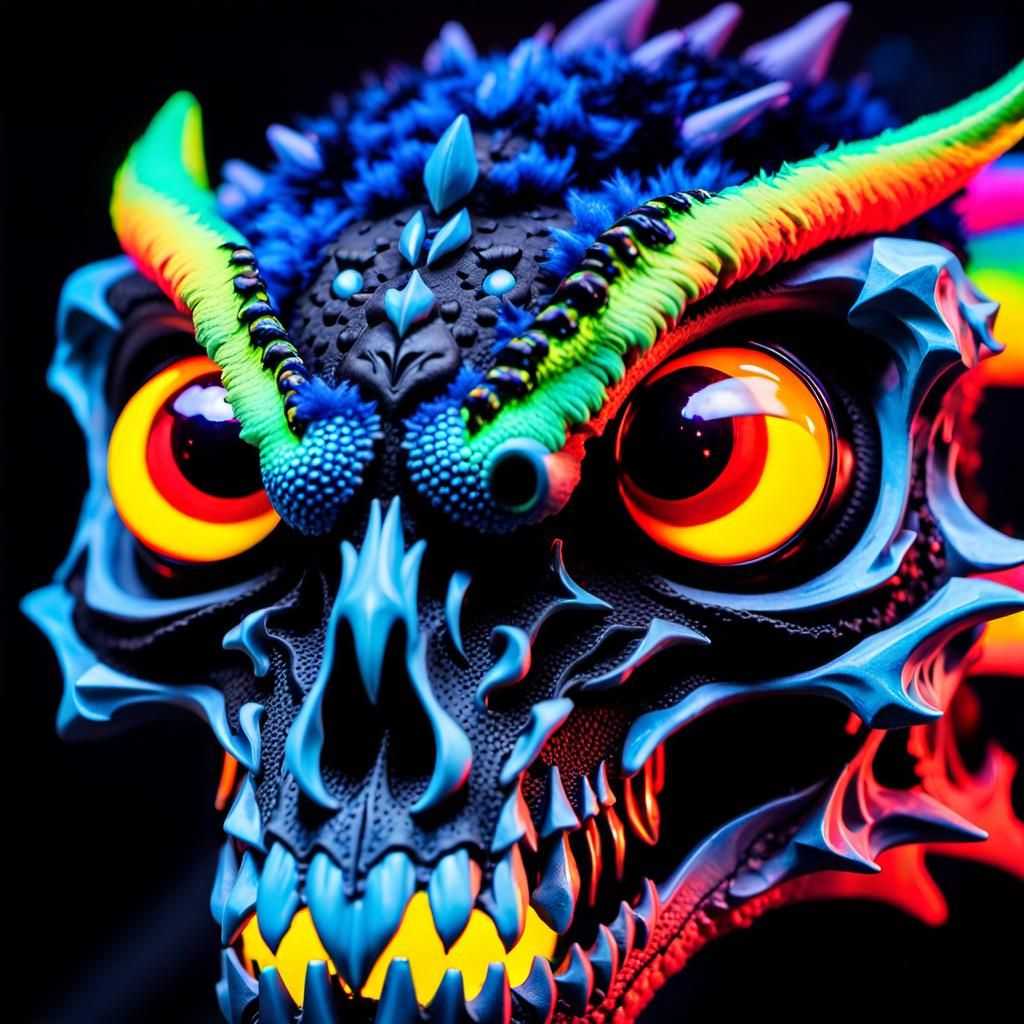 Neon Dragon Skull with Chibi Pirate Centaur