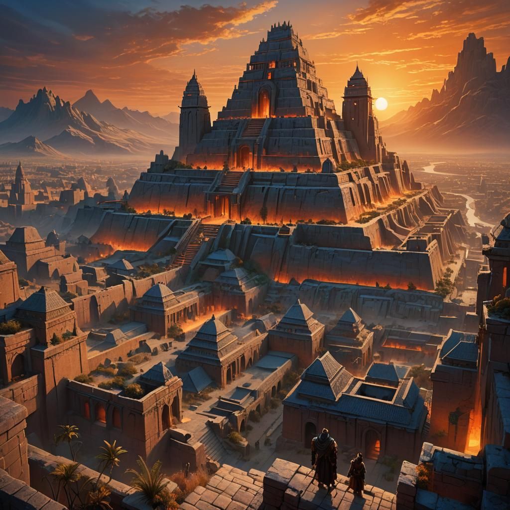 Uruk City at Sunset: Fantasy Matte Painting