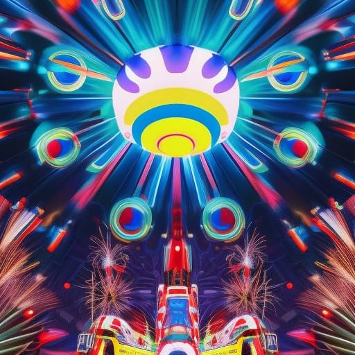 Dystopian Fireworks in Sci-Fi Holographic Style