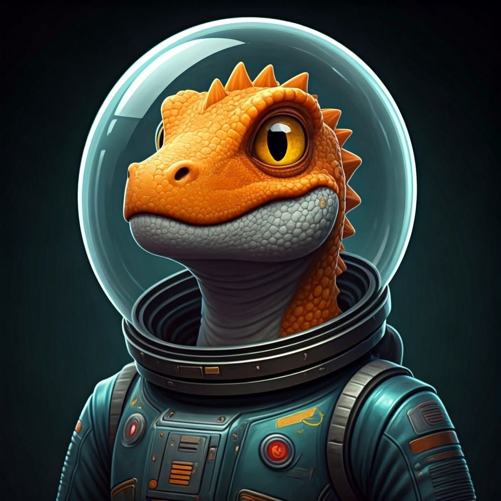 Dinosaur Space Explorer in Vibrant Orange