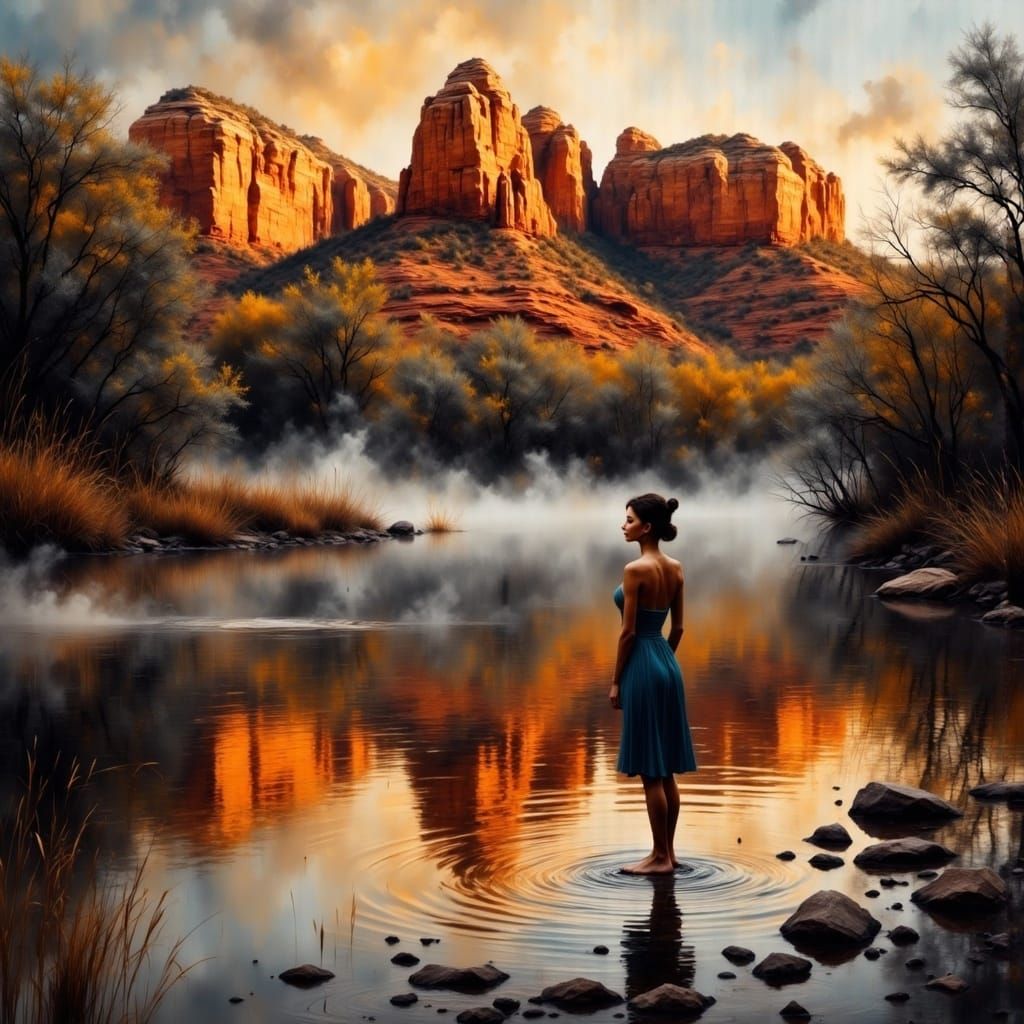 Peaceful Dawn on Sedona's Oak Creek