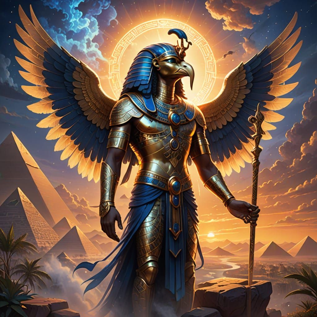 Egyptian God Horus in Ethereal Fantasy Art