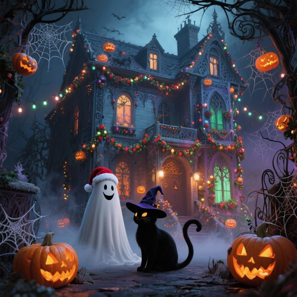 Gothic Christmas Halloween Mashup Art Nouveau Style