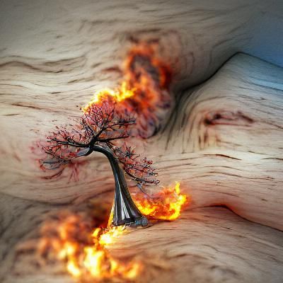 Burning Tree in Hyperrealistic Detail