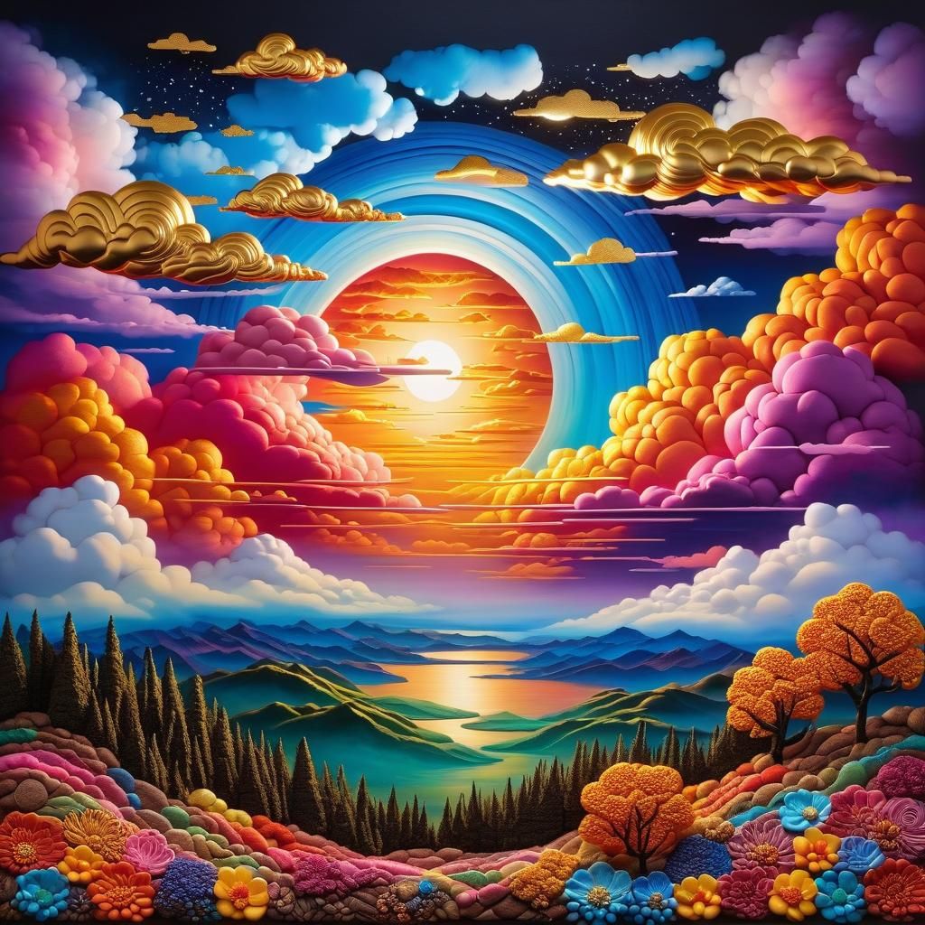 Colorful Clouds in the Sky: Mixed Media Art