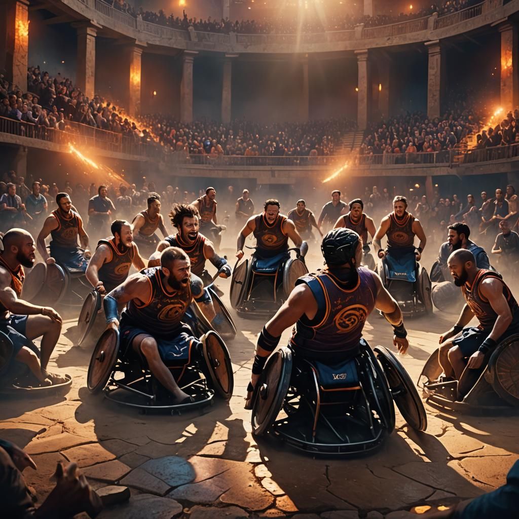 Fantasy Wheelchair Rugby Team in Ancient Arena
