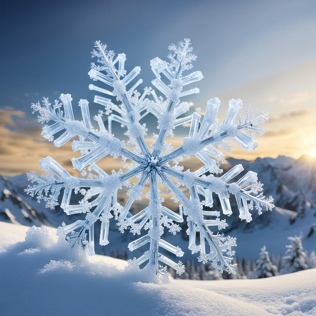 Shimmering Snowflake Crystal in Digital Fantasy Style