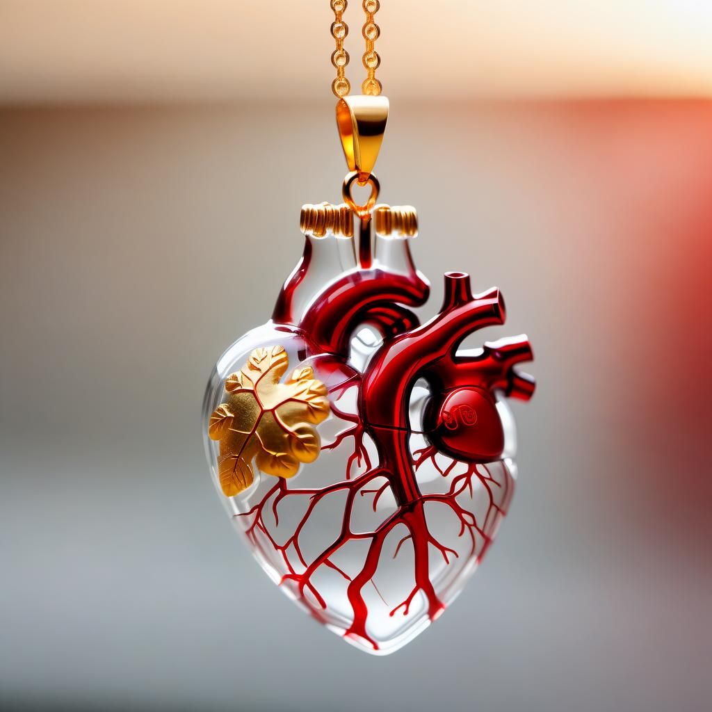 Glass Heart with Pendant in Golden Hour Light