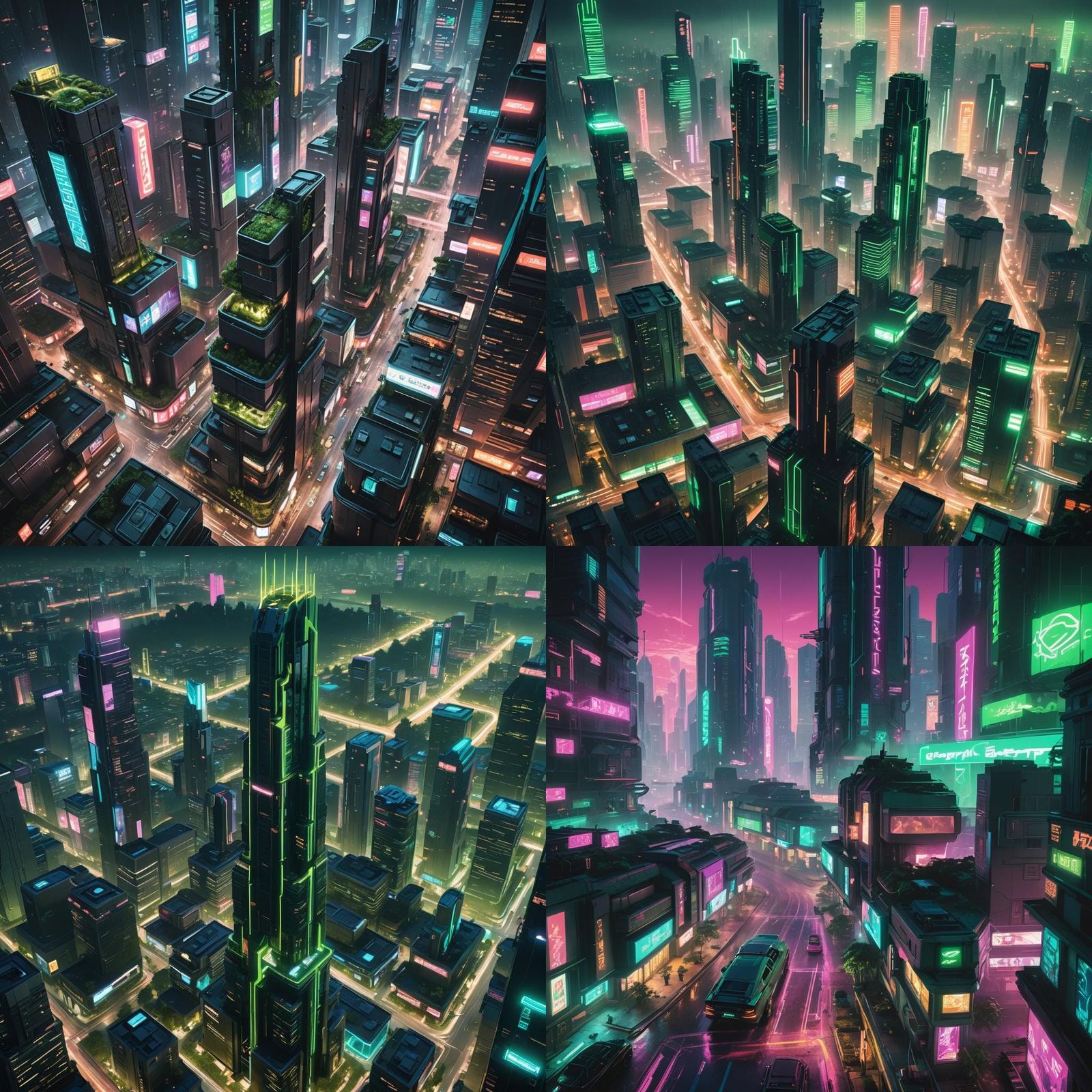 Futuristic Green City: A Cyberpunk Vision