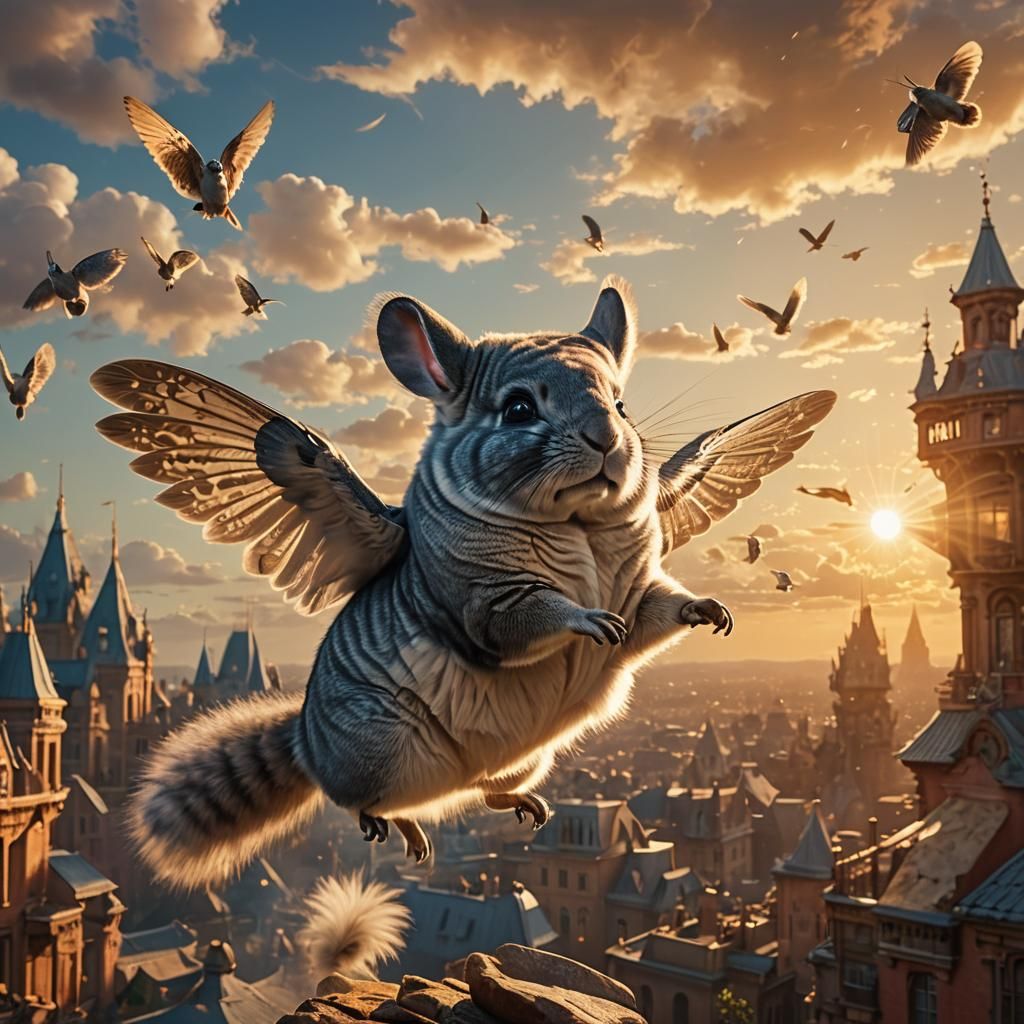 Chinchilla's Flight: A Cinematic Digital Painting