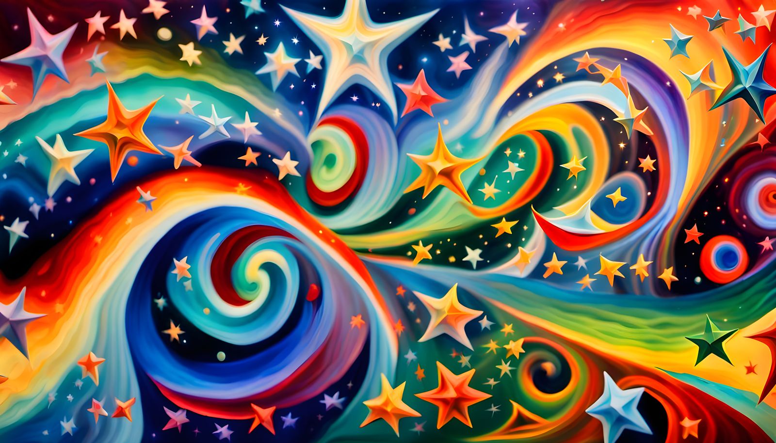 Iridescent Cosmic Firestorm in Impasto Oil Paint Style