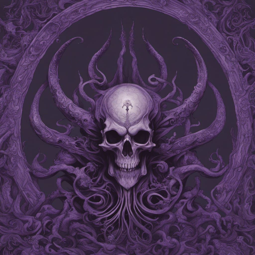 Detailed Mindflayer Ink Illustration in Psychedelic Style