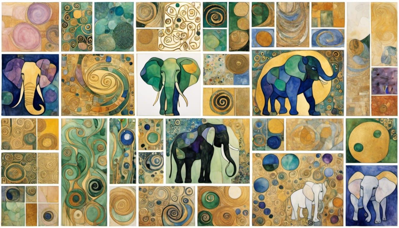Eclectic Collage of Styles in Klimt Style
