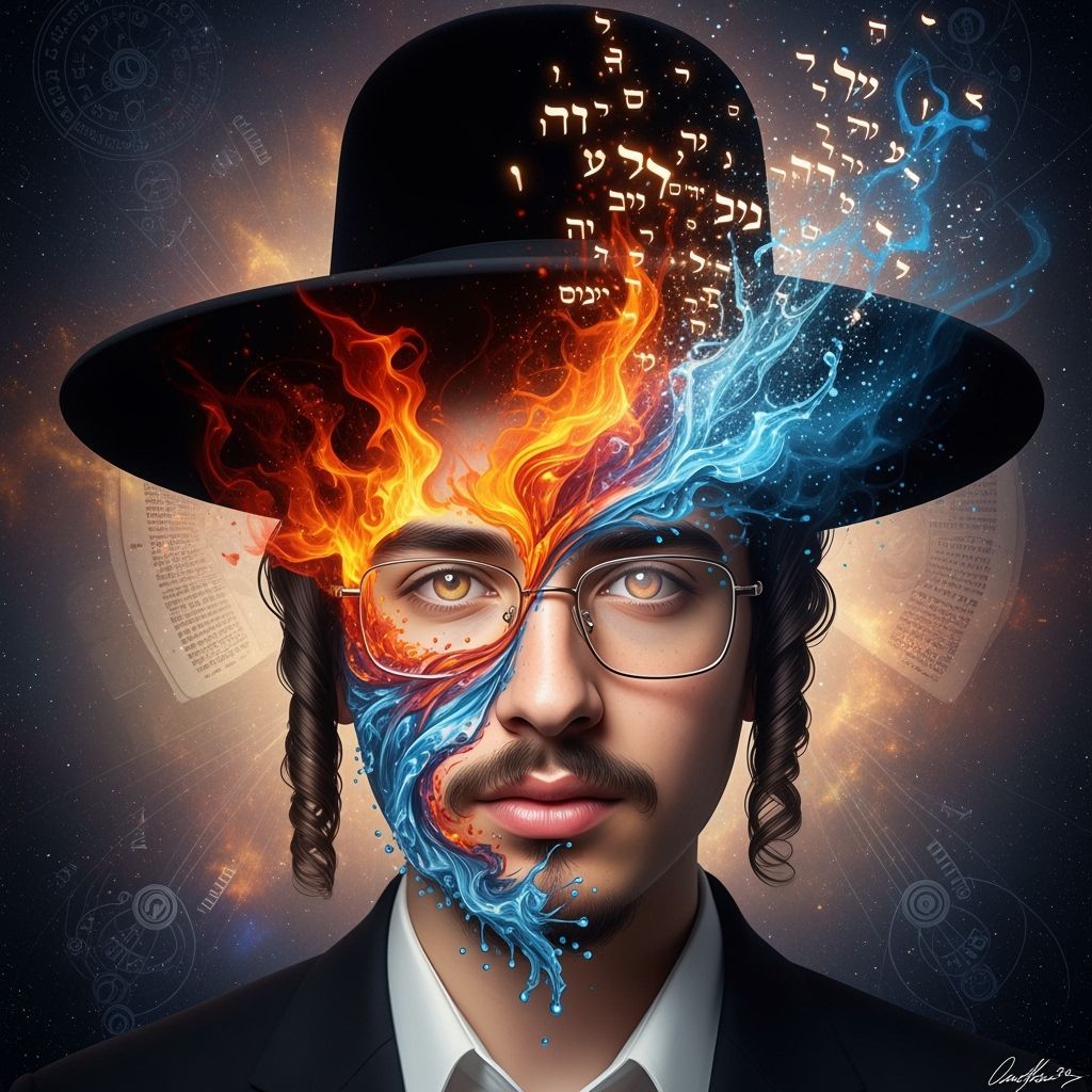 Surreal Portrait: Jewish Man in Digital Abstract Fusion