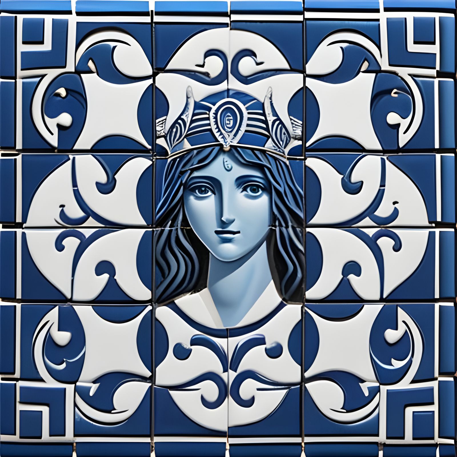 Greek Princess Mosaic in Blue, Black, and Silver