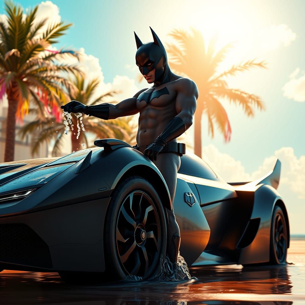 Batman Soaks the Batmobile in Sun-Drenched Serenity