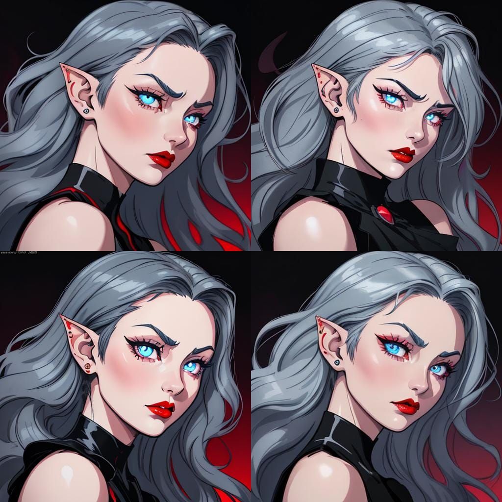 Striking Manga Vampire Portrait in Studio Trigger Style