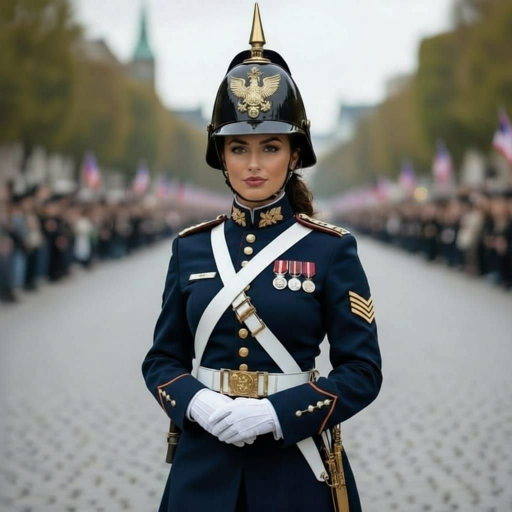 Latina Soldier in Prussian Uniform with Rapier