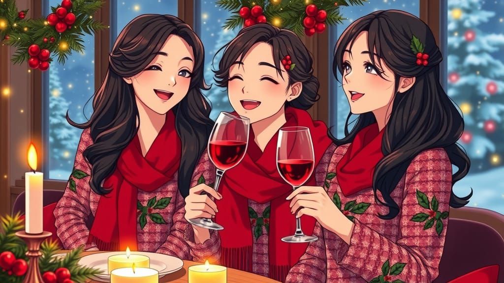 Christmas Anime Women in Winter Wonderland