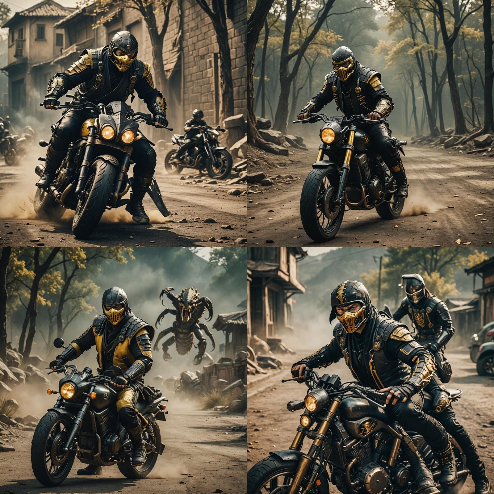 Scorpion from Mortal Kombat as a Biker