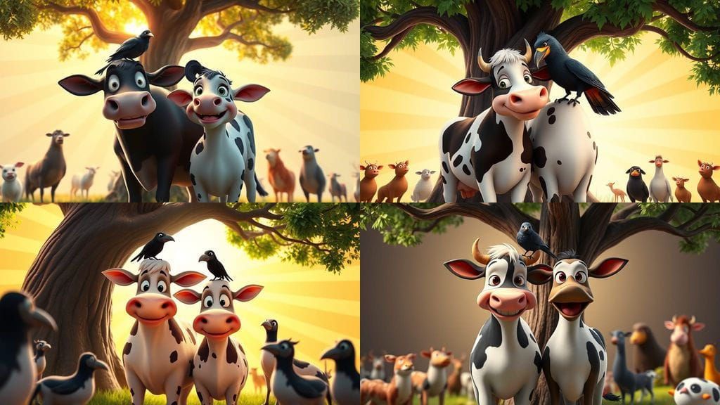 Cow and Crow: A Cartoon Friendship in 3D