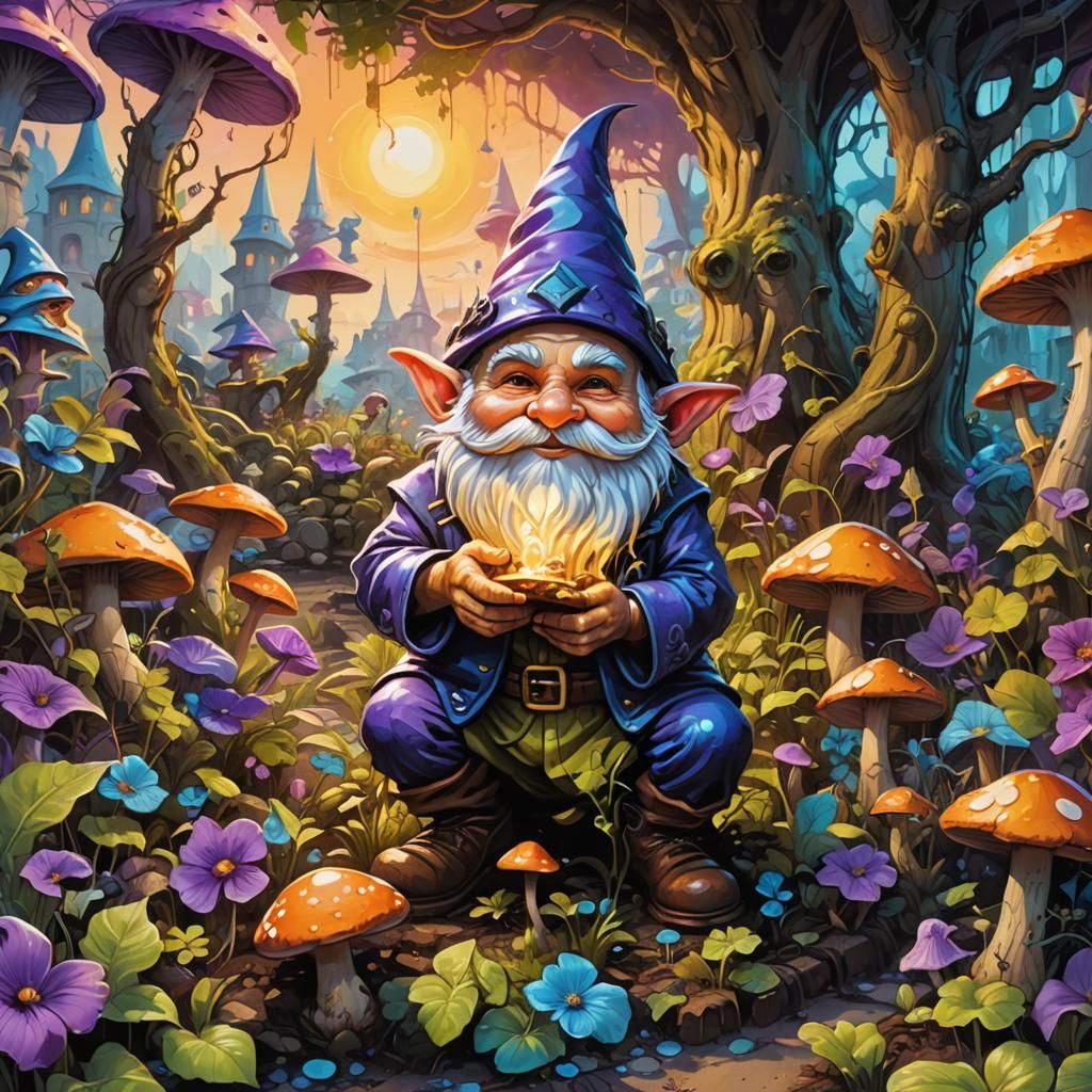 Gnome Teaches Dragon Magic: Urban Fantasy Graffiti Art