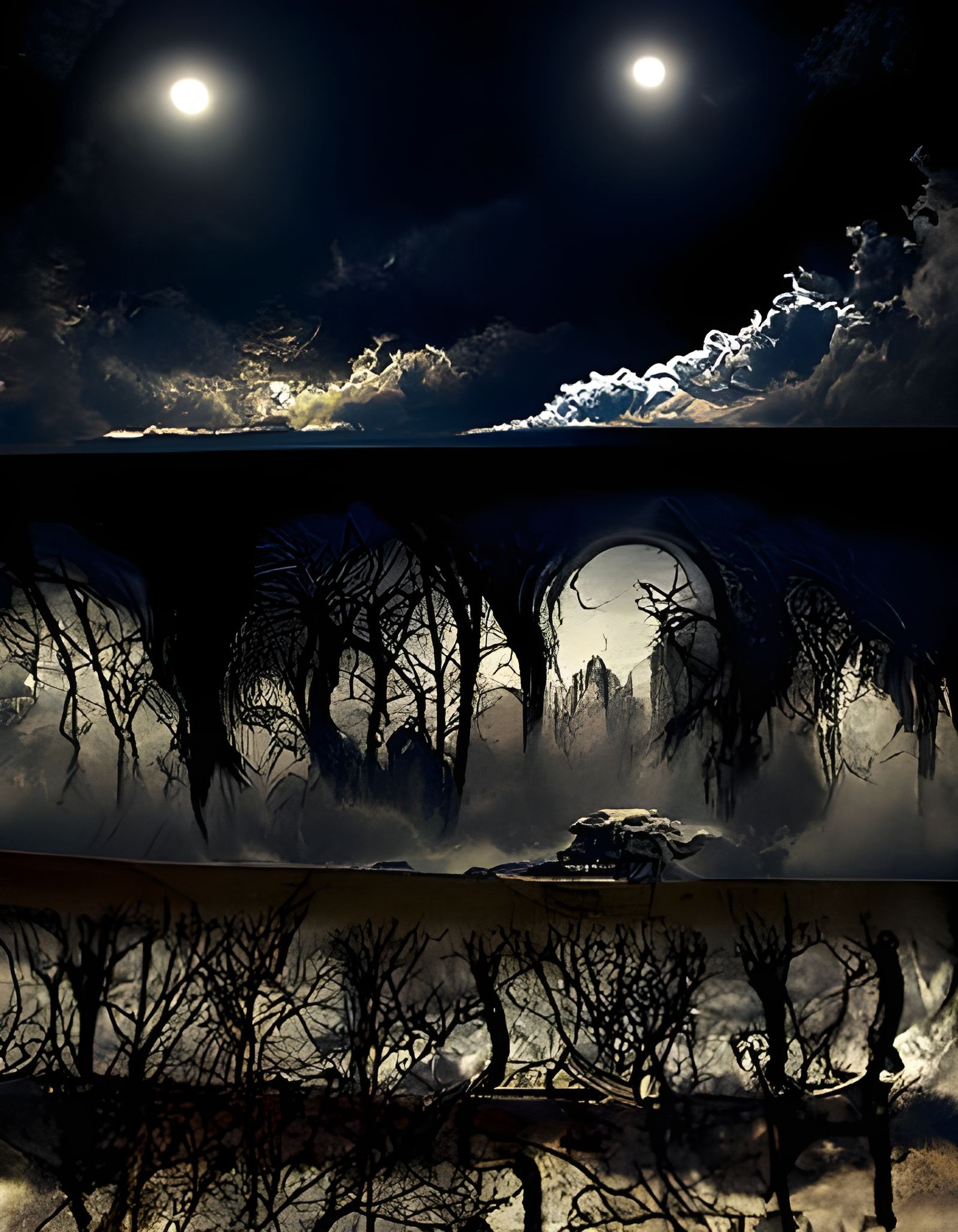 Spooky Spectre in Moonlight: A Horror Landscape