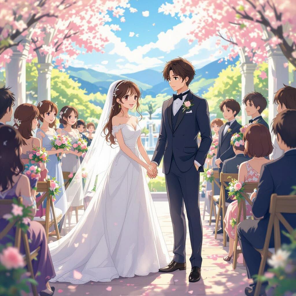 Anime Wedding Scene in Dreamy Anime Style