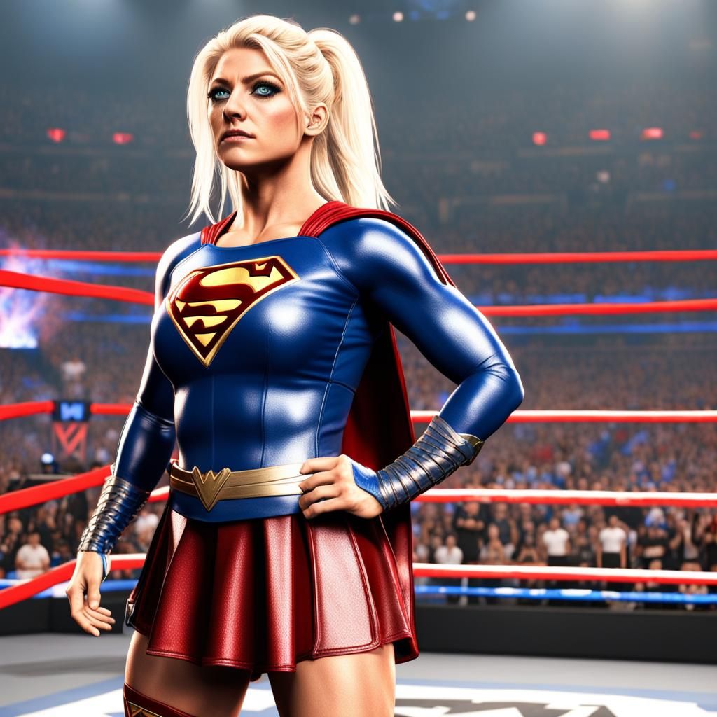 Alexa Bliss as Supergirl in WWE Ring: Matte Painting