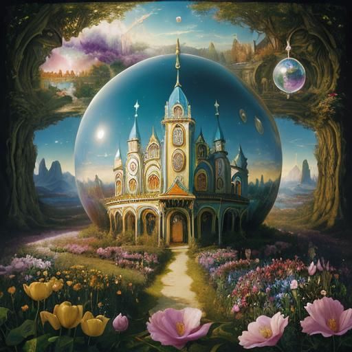 Utopian Dreamscape in Oil Painting Style
