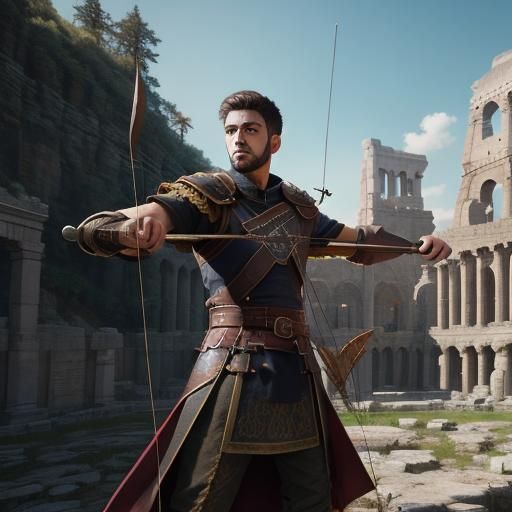 Roman Guard Archery in Detailed Matte Painting