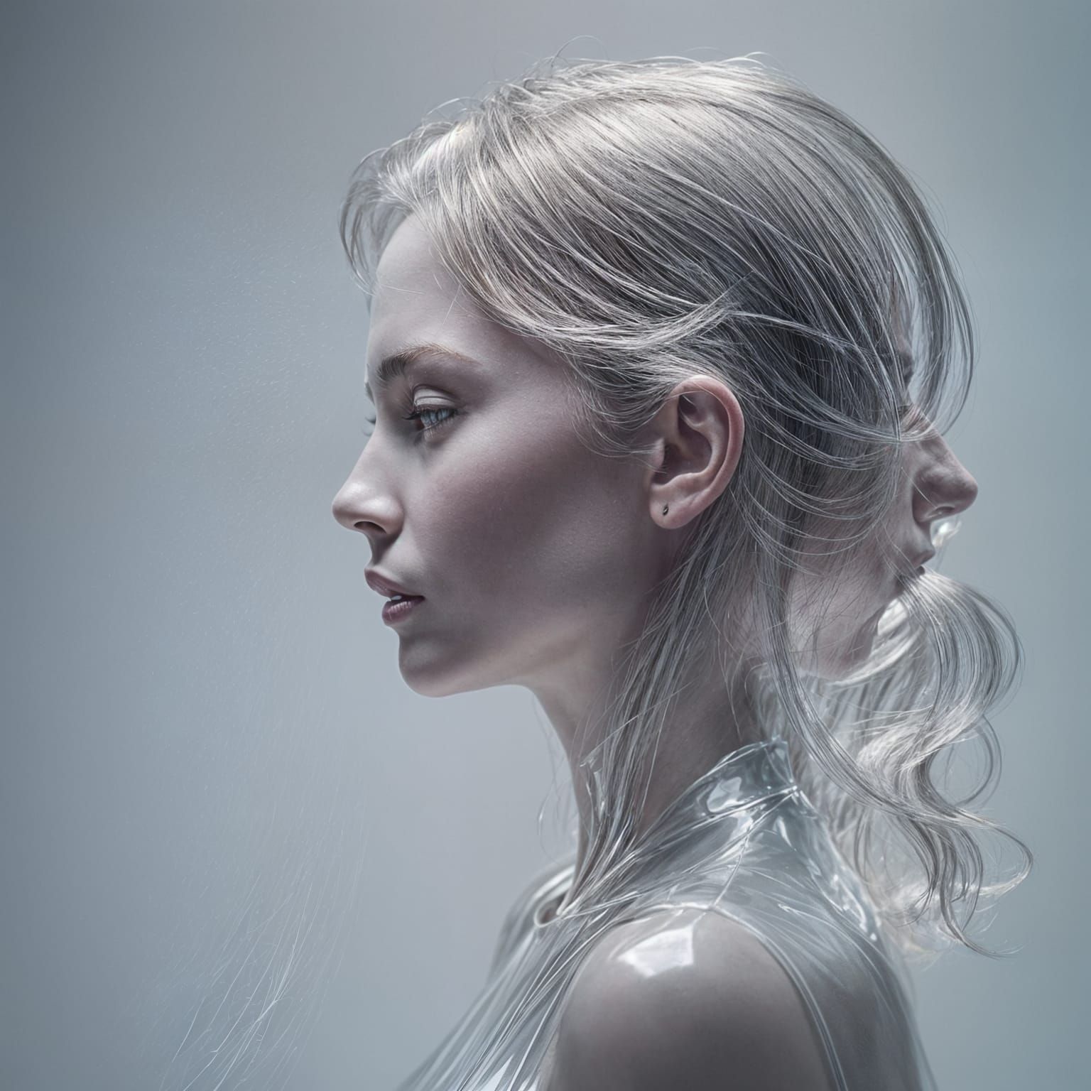 Ethereal Polycarbonate Woman in Profile
