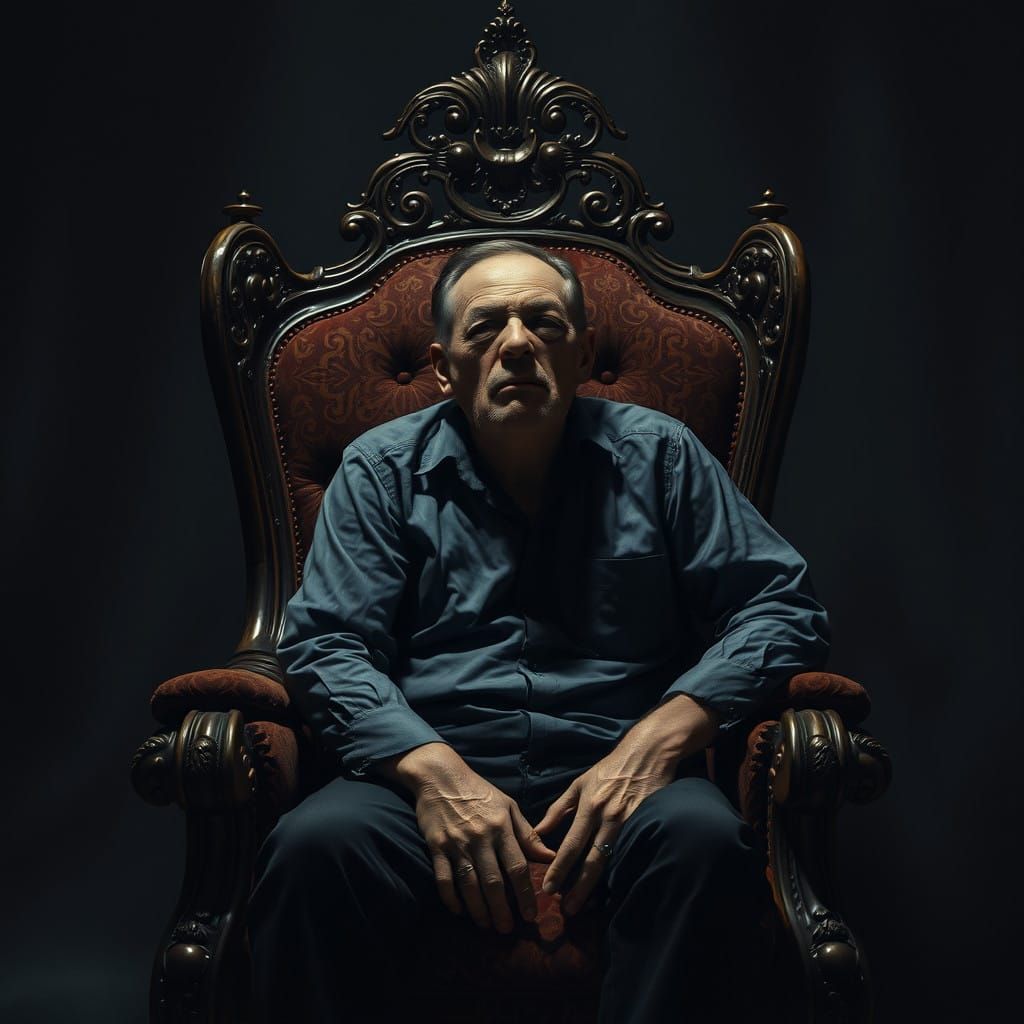Tormented Man in Dark, Surrealist Chair