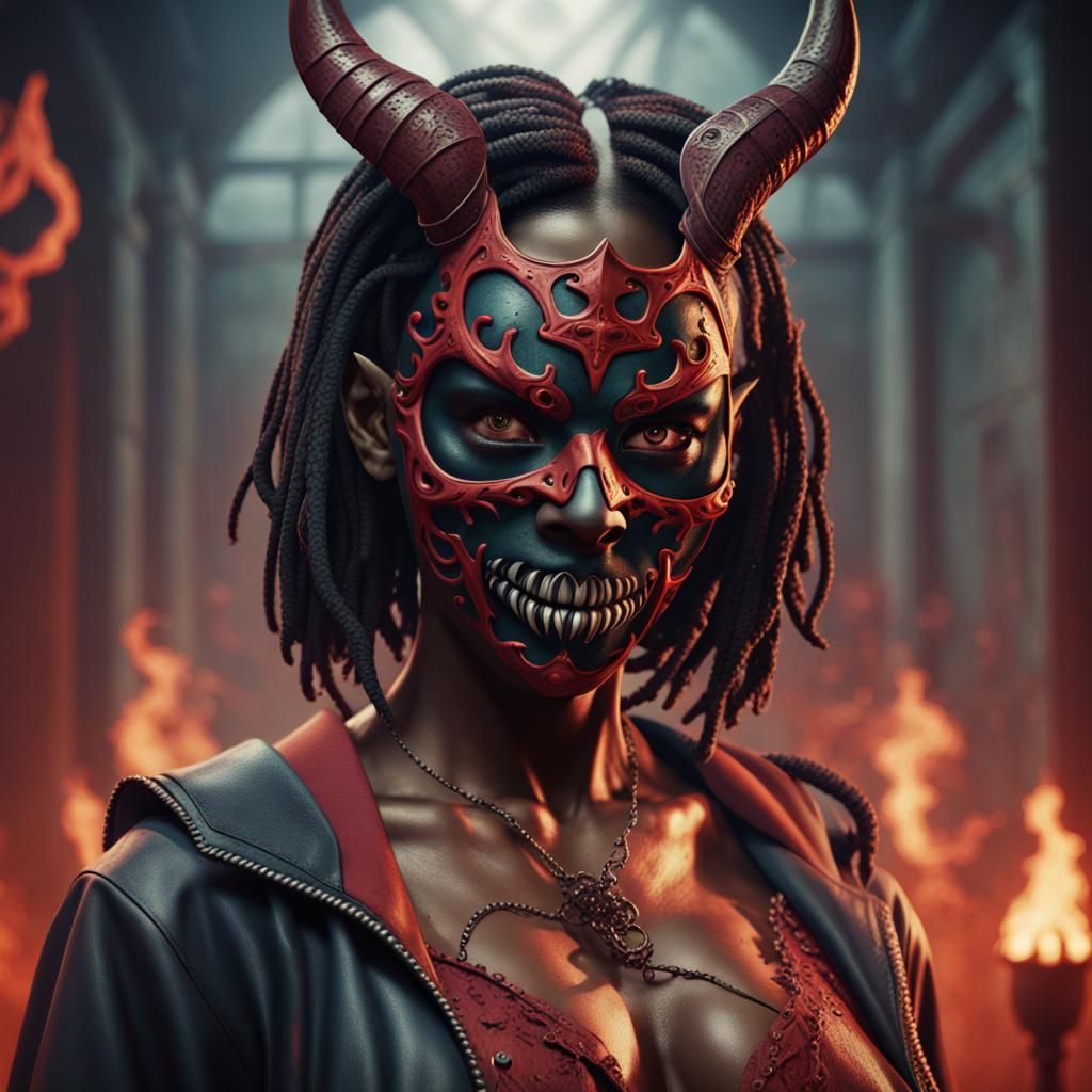 Demonic Masked Killer: Detailed Matte Painting